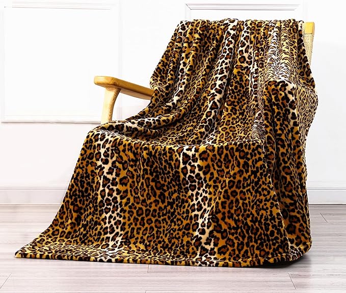 Bnuitland Leopard Print Fleece Flannel Twin Size Blanket, Super Soft 300 GSM Double Sided for Bed Sofa Couch Travel, Fuzzy Fluffy Cheetah Print Blanket for Adults and Kids, 60x80inch