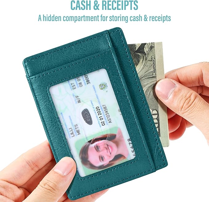 Travelambo Slim Wallet Front Pocket Minimalist Leather RFID Blocking Medium Size