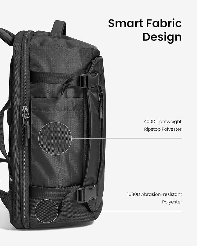 tomtoc Travel Backpack 40L, TSA Friendly Flight Approved Carry-on Luggage Hand Water-resistant Lightweight Business Rucksack, Durable Large Weekender Bag Daypack Fits 17.3 Inch Laptop