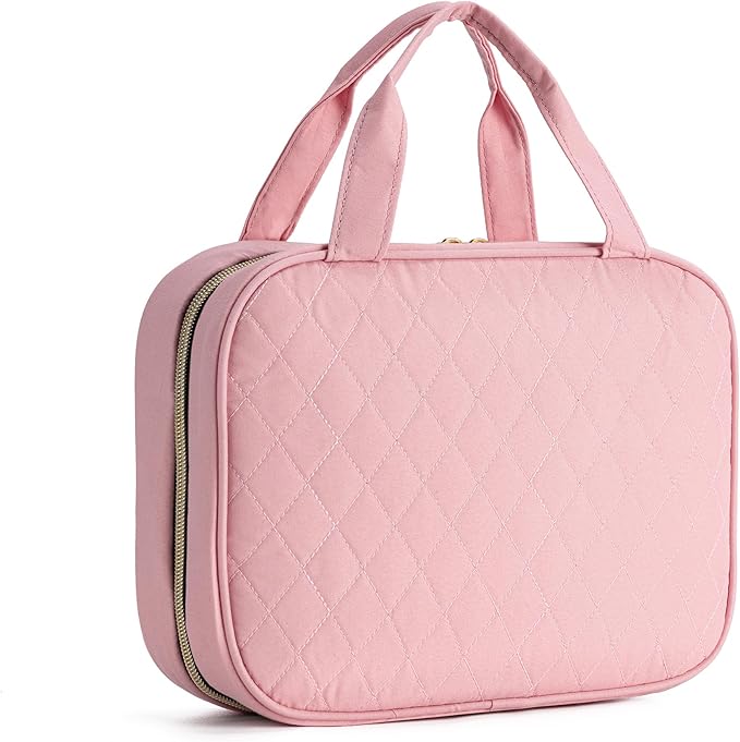MODENGKONGJIAN Travel Toiletry Bag - Hanging Toiletry Bag for Women, Waterproof Makeup Cosmetic Bag Travel Organizer for Accessories, Shampoo, Full-size Container, Toiletries (Pink)