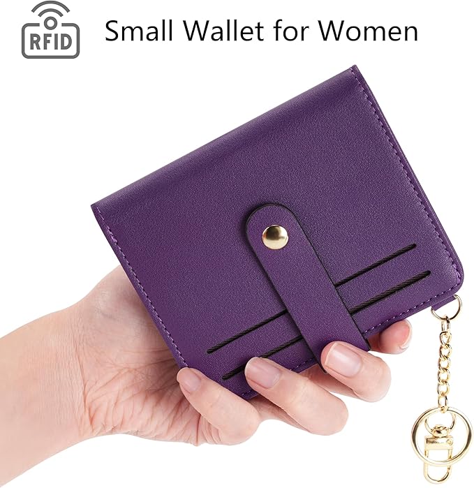 Airkit Small Wallets Woman RFID Blocking Leather Credit Card Holder - with ID Window - Card Wallets for Women - with Zipper Coin Purse - Keychain Wallet