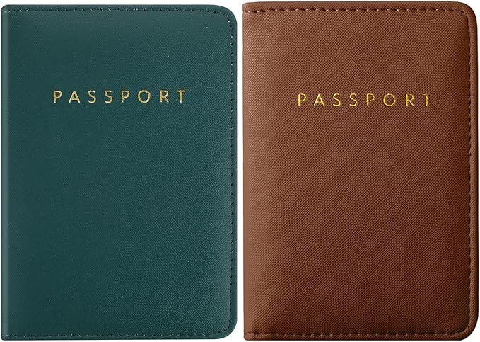 2 Pcs Passport Cover Holder for Travel Waterproof Leather Passport Wallet Case Book Travel Cruise Essentials for Women Men | 2 Pieces, Bridal, Holder, Waterproof, Holder Covers, Travel Wallet