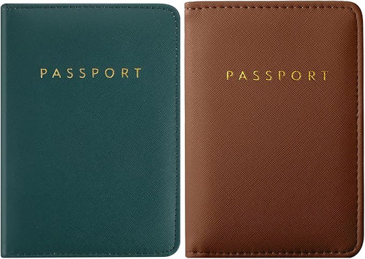 2 Pcs Passport Cover Holder for Travel Waterproof Leather Passport Wallet Case Book Travel Cruise Essentials for Women Men | 2 Pieces, Bridal, Holder, Waterproof, Holder Covers, Travel Wallet