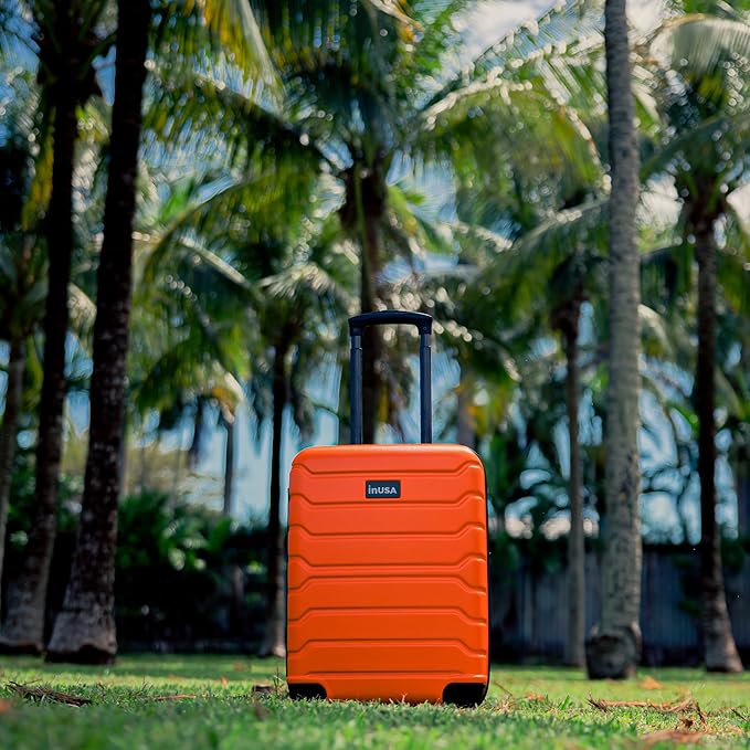 InUSA TREND Luggage with Spinner Wheels | Durable Lightweight Hardshell Suitcase, Travel bag with Handle and Trolley, 20-Inch Carry On Small Luggage | Orange