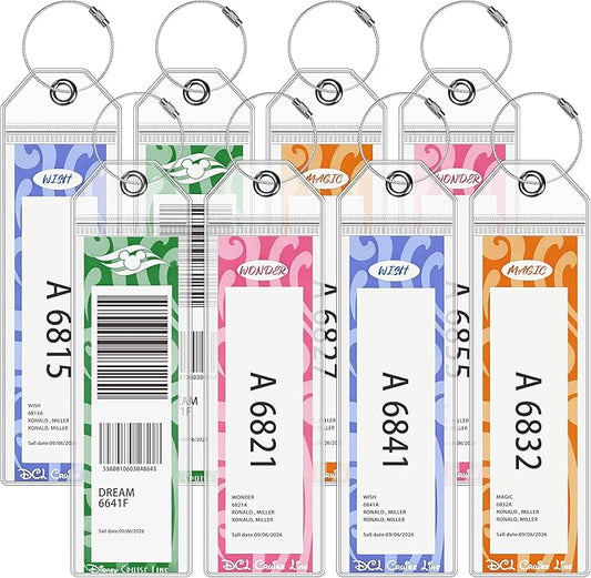 8 Pack DCL Cruise Luggage Tag Holder & Cruise Essentials for Dream, Fantasy, Magic, Wonder, Wish & Treasure 2025-2026 Cruise Must Have by SEAVILIA