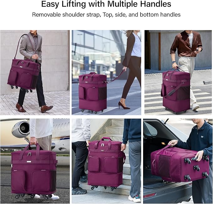 Hanke Expandable Large Suitcase 4 Wheels Lightweight Collapsible,Foldable Suitcases &Travel Bags Hand Luggage Extend 20/24/28 inch Suitcases Duffel Bag Without Telescopic Handle for Men & Women