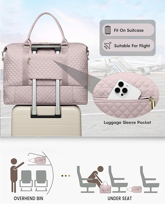 Women Weekender Travel Duffle Bag: Travel Duffel Overnight Bags with Shoe Compartment Large Carry on Tote Bag Toiletry Bag Weekend Yoga Gym Hospital Bags for Labor and Delivery with Wet Pocket
