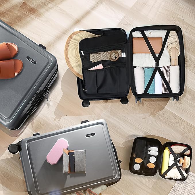 Hard Shell Luggage Sets with Spinner Wheels 4 Piece, Expandable Large Suitcases with TSA Lock, Travel Large Suitcase Set, Teal Luggage Set