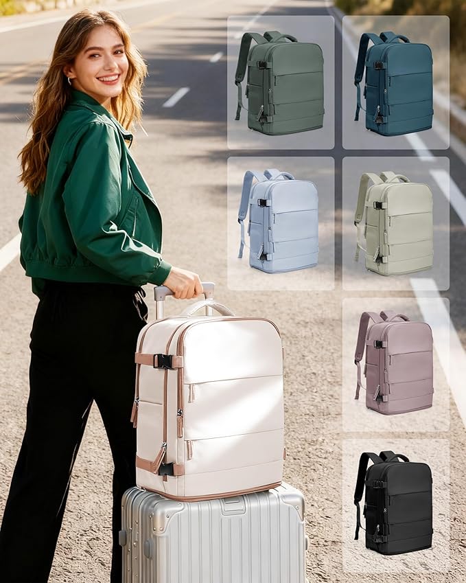 coowoz Travel Backpack Carry On for Women Man Gym Backpacks with Laptop Compartment Mochila de Viaje Teacher Personal Item Backpack Airplane Accessories Must Haves Beige Brown 20L
