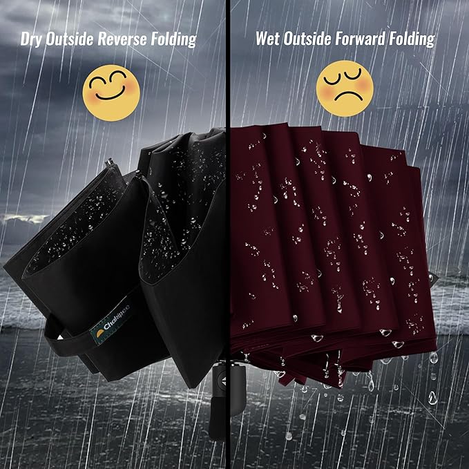 Travel Compact Umbrella Windproof - Portable Automatic Umbrellas for Rain, Inverted Folding Umbrella for Men and Women