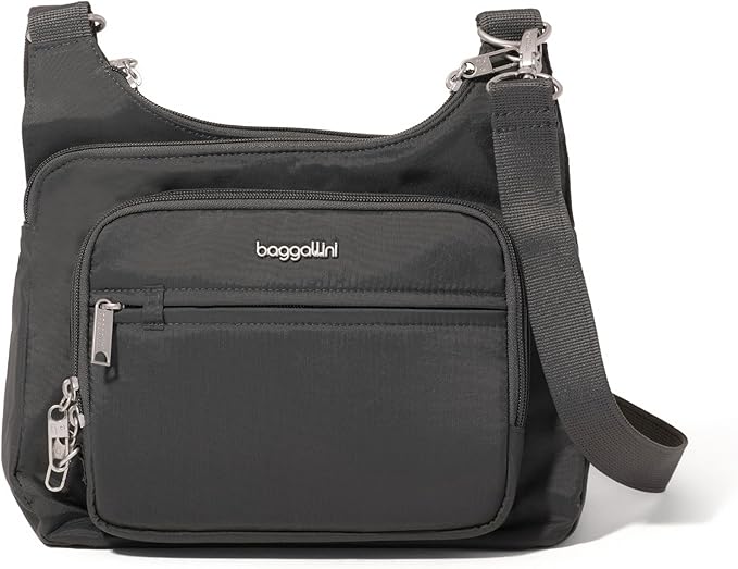 Baggallini Securtex Anti-theft Crossover Crossbody Bag 11”w X 8.5”h, Rfid, Built-in Wallet, Locking Zippers