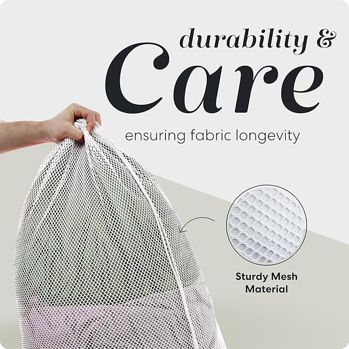 Handy Laundry Mesh Laundry Bags for Delicates, XL 24" x 36" – Heavy Duty, Machine Washable, Foldable Drawstring Bags for Dirty Clothes, Travel, College Dorms, Laundromats, Storage – 2 Pack, White