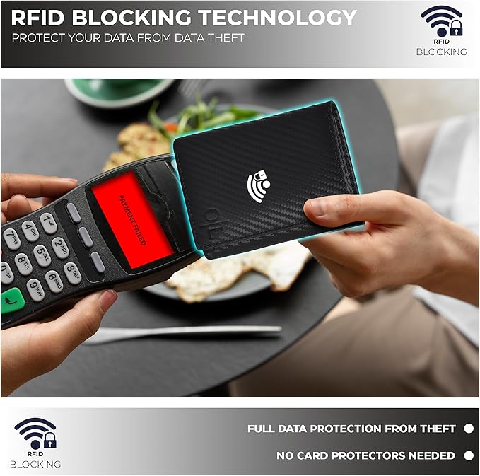 Real Leather Mens Trifold Wallet RFID Blocking Slim Minimalist Front Pocket - Thin & Stylish with ID Window in Gift Box
