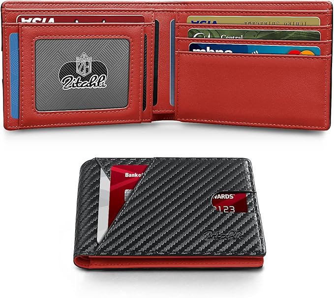 Zitahli Bifold Wallets for Men - Slim RFID Leather Credit Card Holder for 6-11 Cards, Minimalist Thin Wallet with ID Window & Cash Slot,Front Pockt Carteras Para Hombres, Birthday Gifts for Men | Slim, RFID Blocking, Premium, Front Pocket, Gift Box, Le...