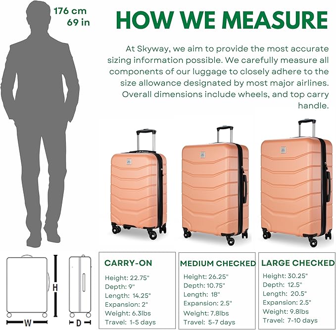 Skyway Luggage Silverton Hardside Collection – Lightweight Durable Suitcases with Wheels, Expandable Luggage for Travel Essentials with TSA Lock, 28-inch Large Checked, Papaya Punch