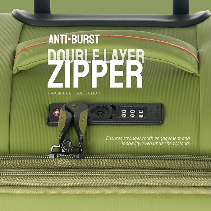 Verage Cambridge Lightweight Carry On Luggage,Softside Expandable Suitcase with Spinner Wheel (20-Inch, FERN GREEN)