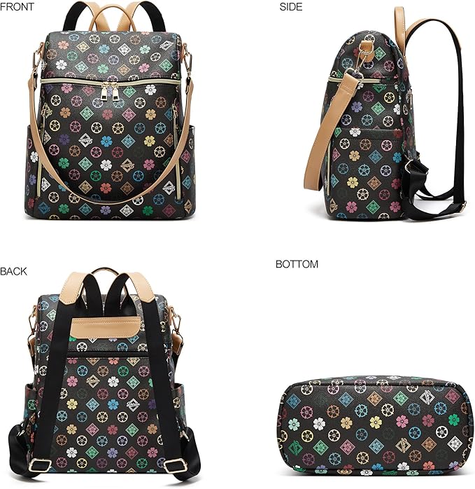 Makes Backpack Purse for Women PU Leather Travel Satchel Handbag Convertible Design Bag with Purse