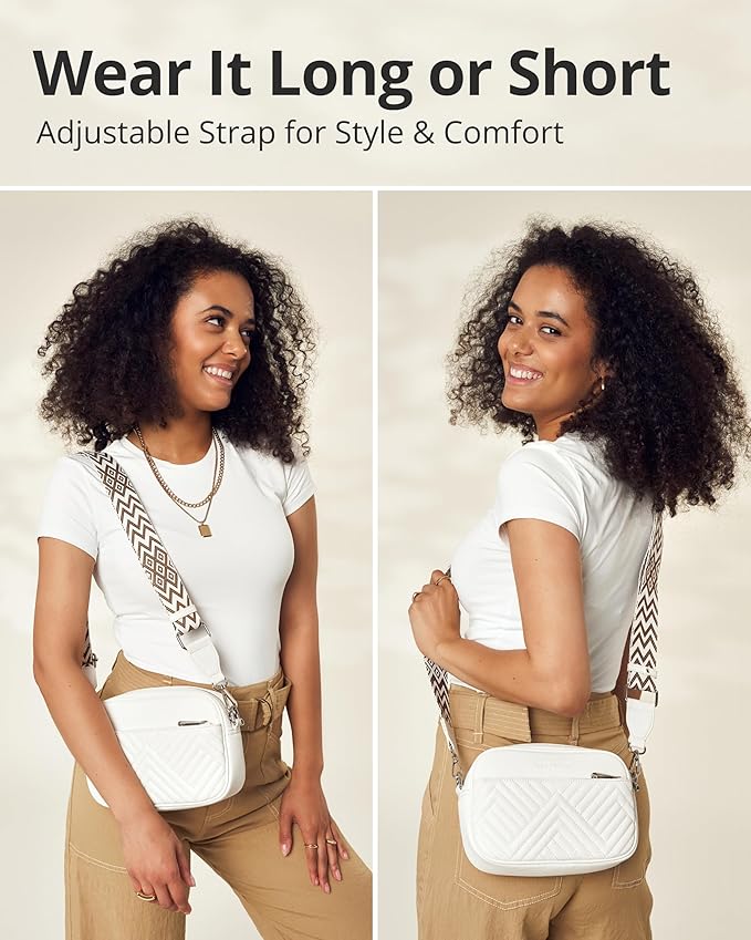 Vantamo Premium Quilted Crossbody Bags for Women with Anti-Pickpocket Clip, Vegan Leather Handbags, Travel Purses for Women