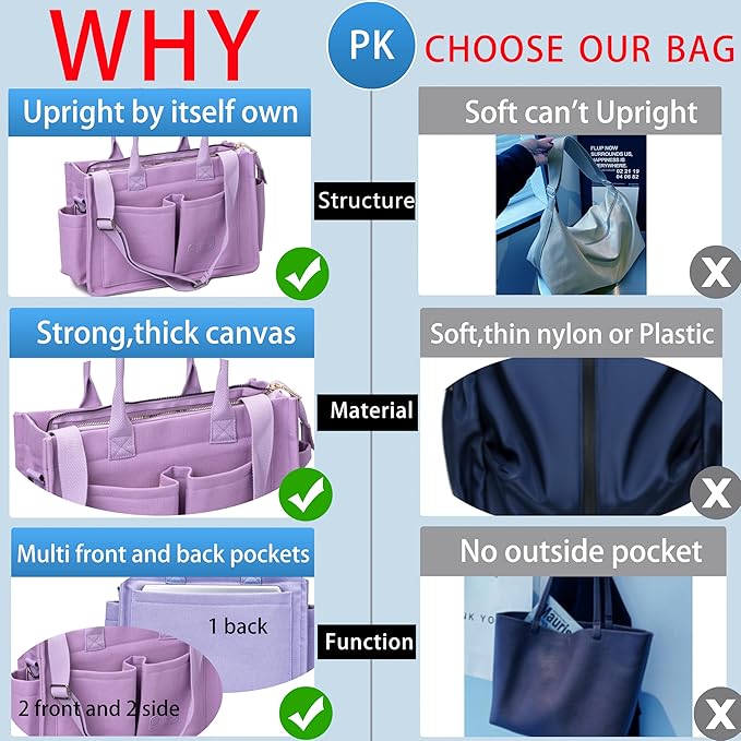 ZHMO Canvas Tote Bag for Women,Women's Bags Crossbody Bags Work Laptop Tote Bag Large Handbags Purse for Travel Nurse Teacher