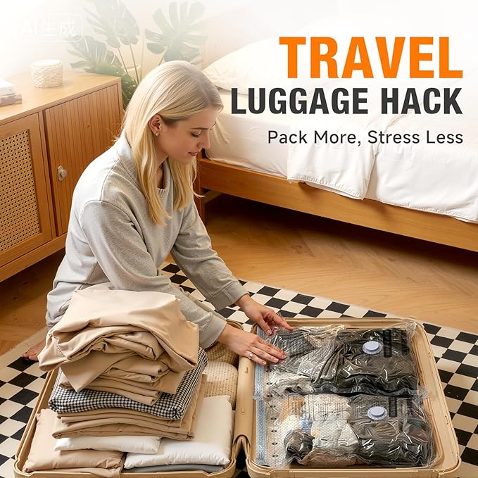 Space Saver Vacuum Storage Bags with Portable Electric Pump, Vacuum Seal Bags for Clothing Travel, Compression Bags for Travel & Home, Clothes, Blankets, Seasonal Storage, 12 Combo (4L/4M/4S)