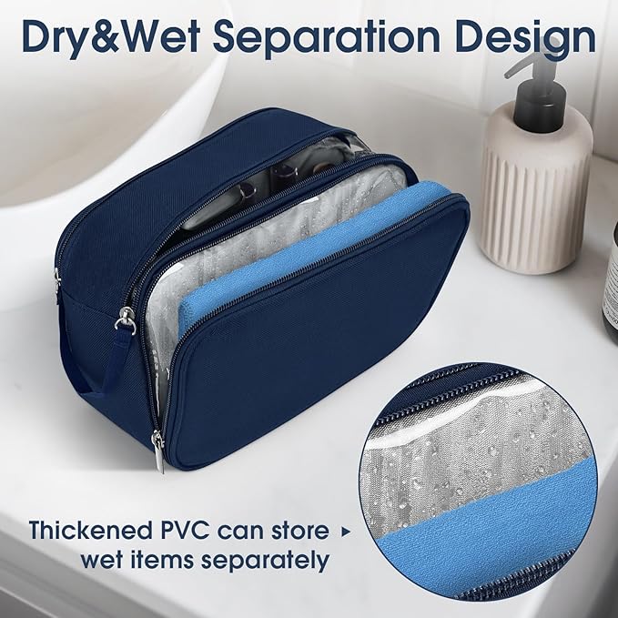Wedama Toiletry Bag for Men, Handheld Travel Bag, Waterproof Toiletries, Thickened Polyester Dopp Kit, Toiletries Business Trips and Camping, Blue