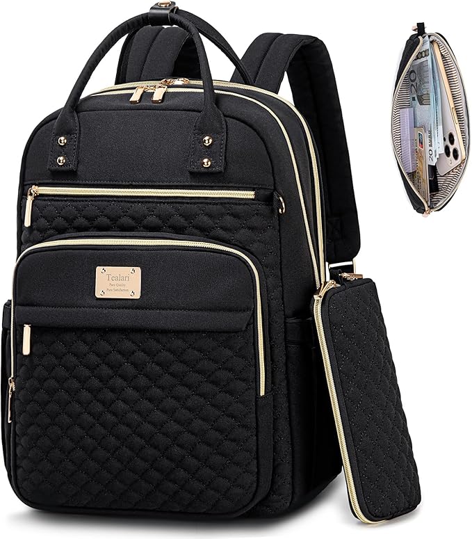 Tealari Laptop Backpack for Women,15.6 Inch Laptop Backpack for Work,Water Resistant Travel Backpack,College Bookbag with Wallet