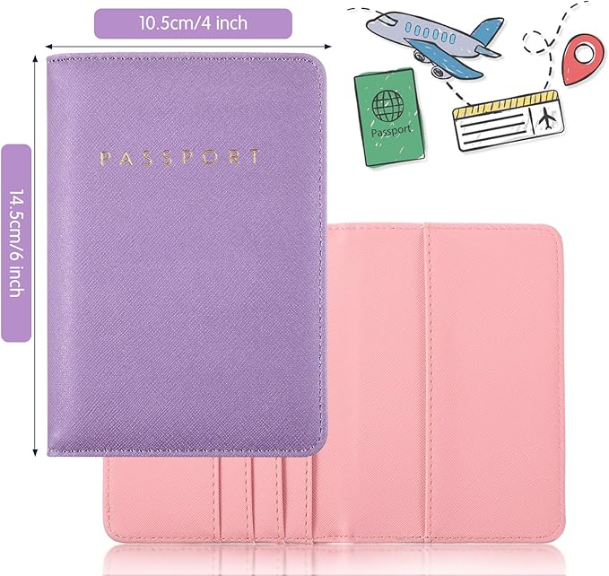 2 Pcs Passport Cover Holder for Travel Waterproof Leather Passport Wallet Case Book Travel Cruise Essentials for Women Men | 2 Pieces, Bridal, Holder, Waterproof, Holder Covers, Travel Wallet