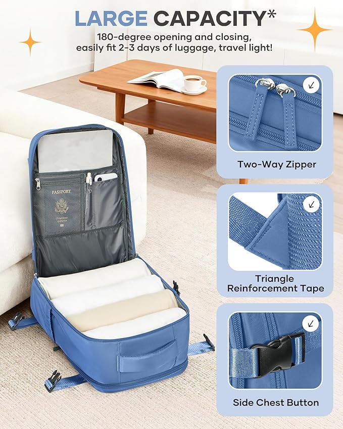 coofay Travel Backpack Carry on Flight Approved Mochila De Viaje Personal Item Backpack for Airlines Frontier Airlines Personal Item Bag Large Backpacks for Travel Backpacks for Men Women