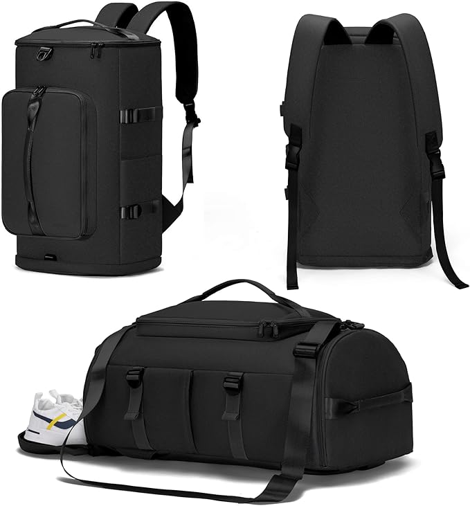 MIYCOO Gym Bag for Men Women with Shoes Compartment - Duffle Bag, Travel Backpack, Sports Backpack, Weekender Overnight Bag with Wet Pocket - Black