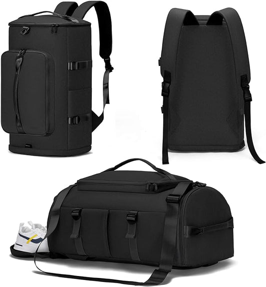 MIYCOO Gym Bag for Men Women with Shoes Compartment - Duffle Bag, Travel Backpack, Sports Backpack, Weekender Overnight Bag with Wet Pocket - Black