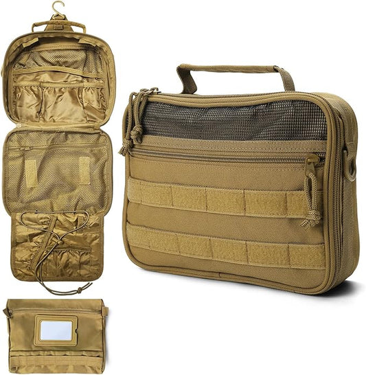 Mens Toiletry Travel Bag, Tactical Toiletry Bag for Men, Bathroom Hanging Travel Toiletry Bag for Men Shaving Hygiene Bag Travel Toiletry Organizer Short Trips Bag, Brown