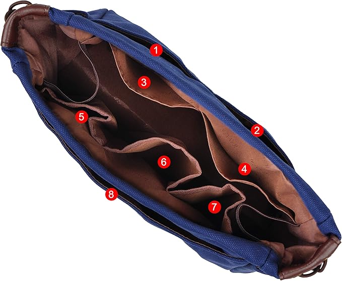 Vercord Canvas Handbag Organizers, Sturdy Purse Insert Organizer Bag in Bag, 10 Pockets Navy Blue Large