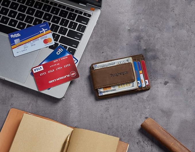 Toughergun Slim Wallet for Men RFID Blocking Money Clip, Minimalist Front Pocket Credit Card Holder, Magnetic Thin Mens Wallets with ID Window