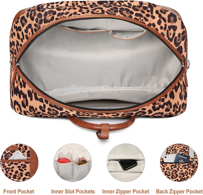 Weekender Bag for Women, Large Overnight Bag Canvas Travel Duffel Bag Carry On Tote with Shoe Compartment 21" 3Pcs Set