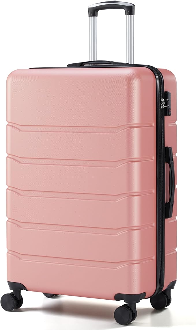 HealSmart Hardside Carry-On Luggage, Expandable Portable Hardshell Luggage with Spinner Wheels, Lightweight Suitcase TSA Lock, 28 Inch, Pink