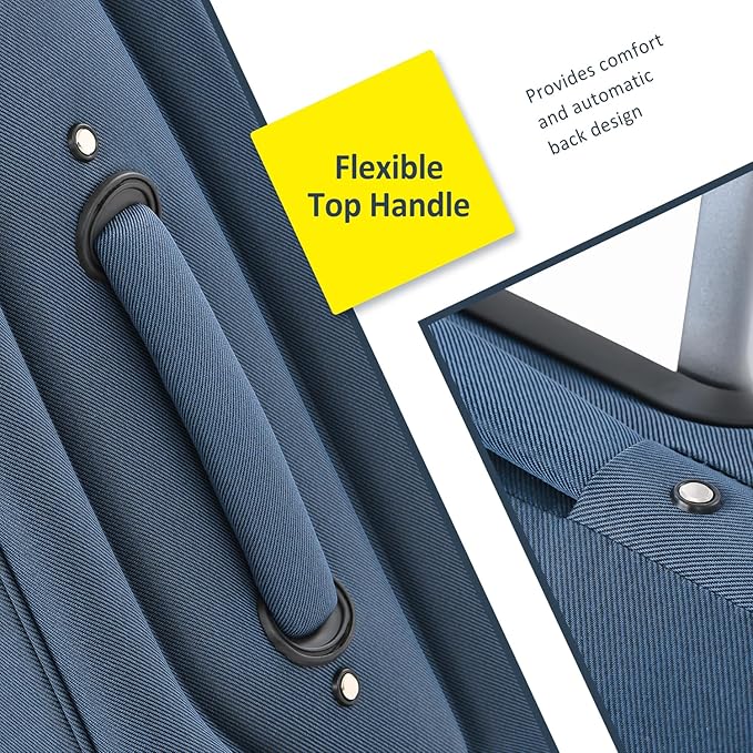 Softside Luggage Sets 3 Piece - 20" Carry-On, 24” & 28” Checked Luggage Set, Expandable Luggage Lightweight Suitcase with Spinner Wheels & TSA Lock for Family Extended Travel (Dark Blue)