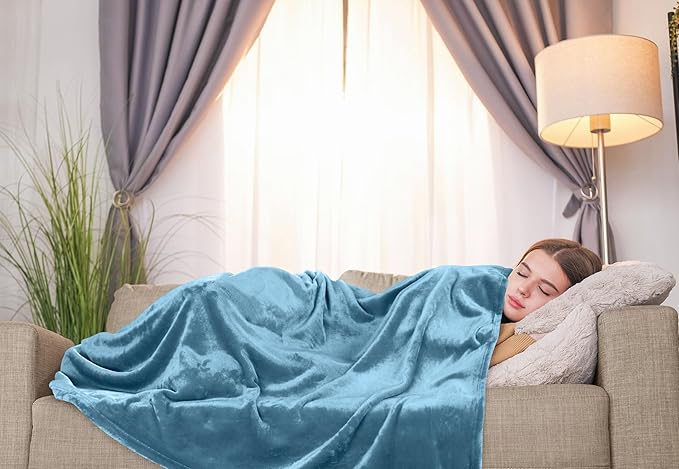 Utopia Bedding Fleece Blanket Twin Size Washed Blue 300GSM Luxury Anti-Static Fuzzy Soft Microfiber Bed Blanket (60x80 Inch)