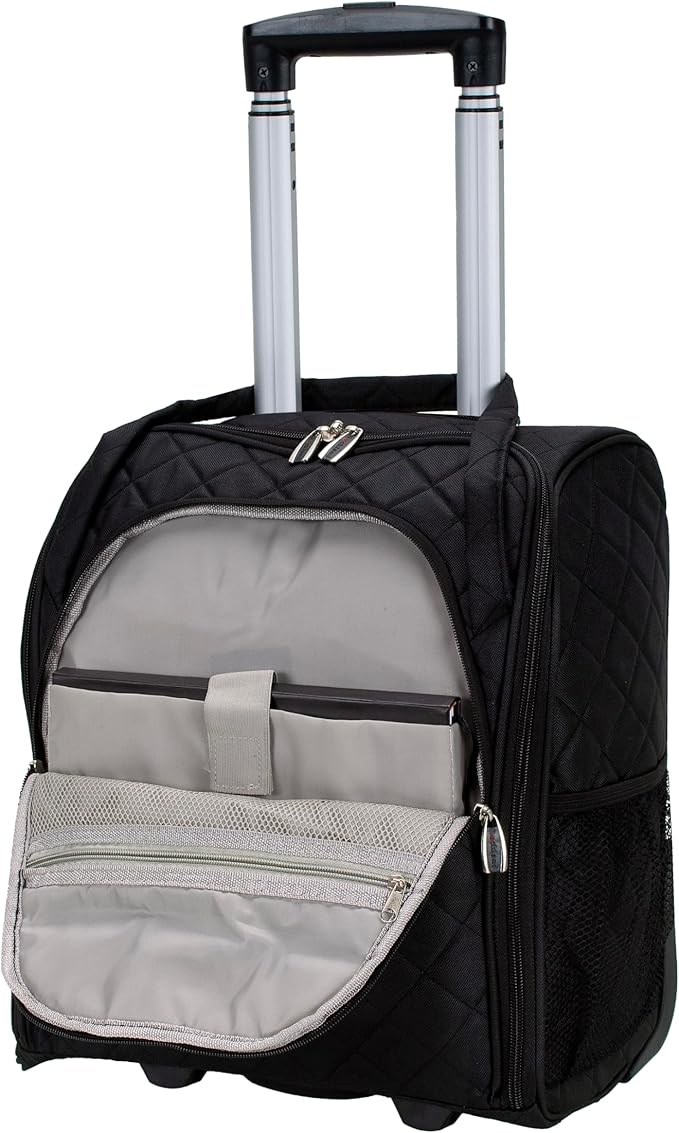 Rockland Melrose Upright Wheeled Underseater Carry-On Luggage, Black, 15-Inch
