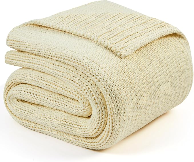 L'AGRATY Knitted Weighted Blanket - 48"x72" 20lbs Cooling Chunky Knit Heavy Blanket for Adults Braided Crochet Throw Thick Cable Yarn Knit Decorative No Beads Evenly Weighted Machine Washable