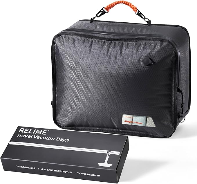 Apex Series Vacuum Bags for Travel Luggage, 180° Open, Reusable Compression Bags for travel Pack, Vacuum Seal Packing Cube for Cloth (1Medium No Pump)