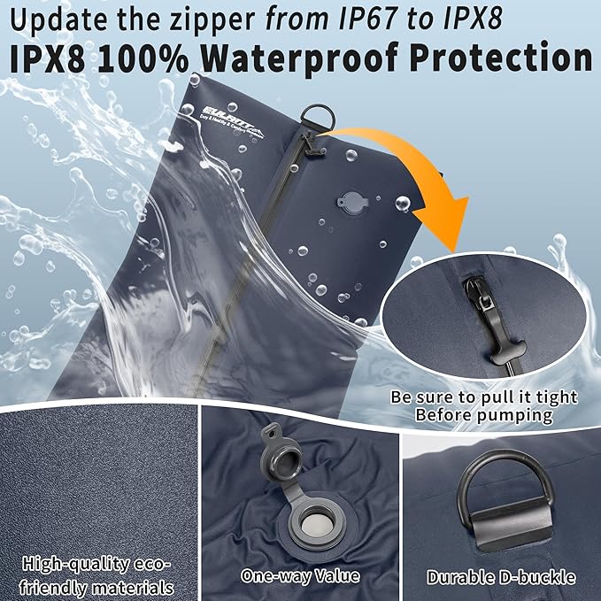 Reusable Vacuum Bags for Travel With Pump,Professional Waterproof IPX8 Zipper Vacuum Compression Bag for Suitcases Backpack,Space Saver Bags Packing Organizers for Clothing Packing(2 Pack,Navy)
