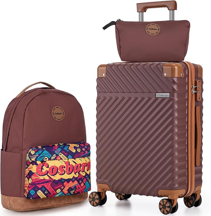 Carry On Luggage 22x14x9 Airline Approved, Hardside 20 Inch Carry on Suitcases with Wheels, Hard Shell ABS Lightweight Carry on Luggage Set, Travel Suitcase Set with TSA Lock, Burgundy
