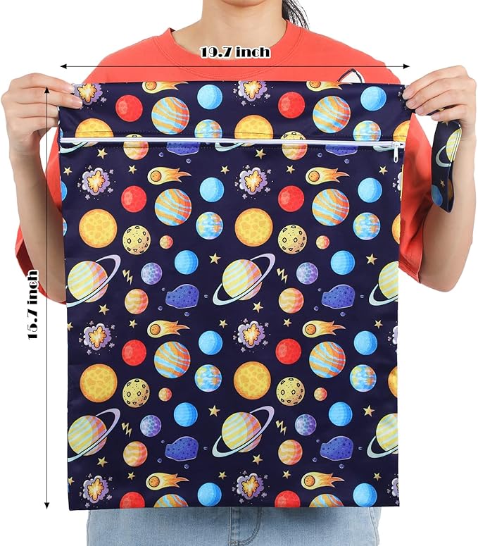 Shappy 2 Pcs Large Travel Laundry Bag Washable Waterproof Wet Dry Large Dirty Clothes Bag Bathing Workout(Astronaut)