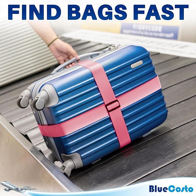 Luggage Straps for Suitcases - TSA Approved - Pink, 20 PK - Bulk Multipack Premium Nylon Belts for Suitcase, Briefcase & Travel Bag - Adjustable Strap Length 46" - 78"