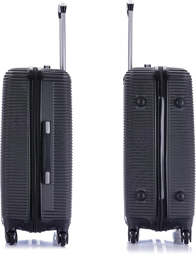 InUSA ROYAL Hardside Spinner Luggage with Ergonomic Handles | Spacious Travel Suitcase with Four Spinner Wheels and Studs | 24 Inch Medium Hardside Spinner Luggage | Black