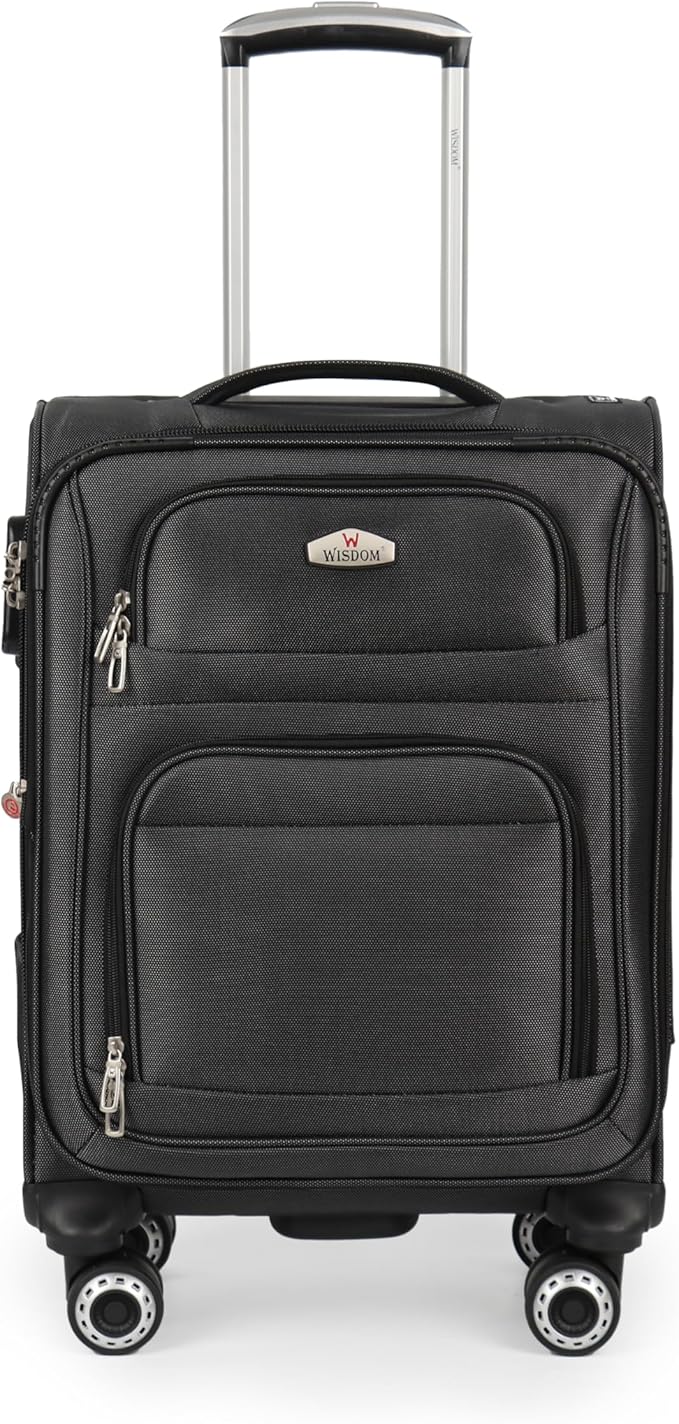 20'' Carry on Luggage,Softside Suitcase w/Combination LOCK,Expandable 15% Luggage w/Double Spinner Wheels,Lightweight Rolling Suitcases for Men/Women（Black,20in）