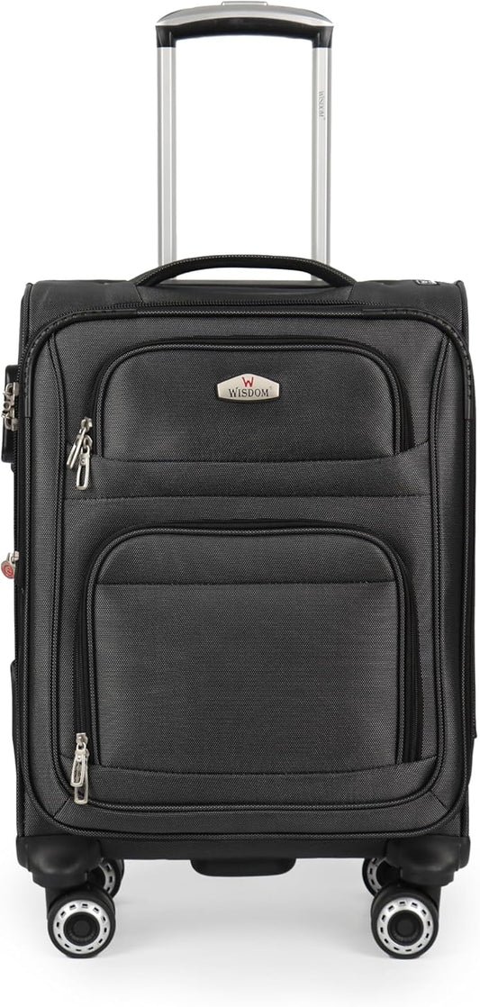 20'' Carry on Luggage,Softside Suitcase w/Combination LOCK,Expandable 15% Luggage w/Double Spinner Wheels,Lightweight Rolling Suitcases for Men/Women（Black,20in）