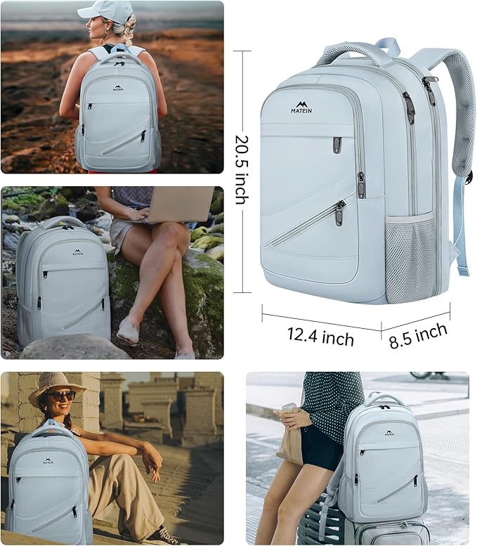 MATEIN 18 Inch Laptop Backpack for Women, TSA Approved Laptop Rucksack Large Capacity 50 L, Anti Theft Backpack with Comfortable Shoulder Straps for College Work Travel, Haze Blue