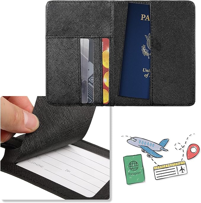 2 Pcs Passport Cover Holder for Travel Waterproof Leather Passport Wallet Case Book Travel Cruise Essentials for Women Men | 2 Pieces, Bridal, Holder, Waterproof, Holder Covers, Travel Wallet