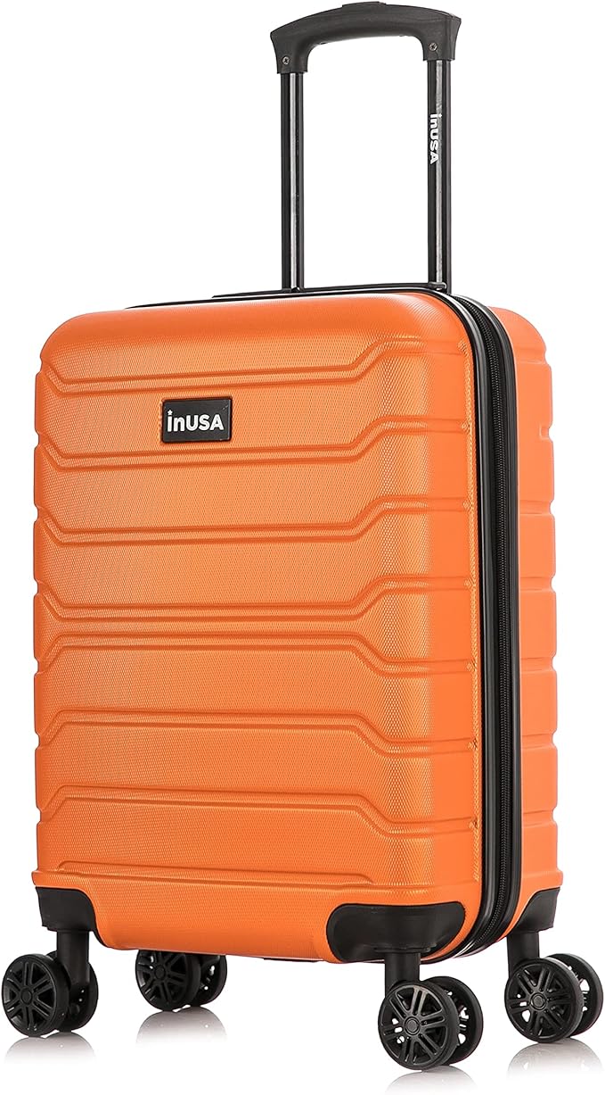 InUSA TREND Luggage with Spinner Wheels | Durable Lightweight Hardshell Suitcase, Travel bag with Handle and Trolley, 20-Inch Carry On Small Luggage | Orange